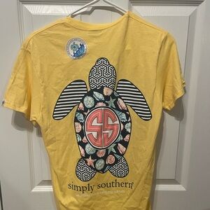 Simply Southern Small Sunflower Save The Sea Turtles With Shells Shirt NWT